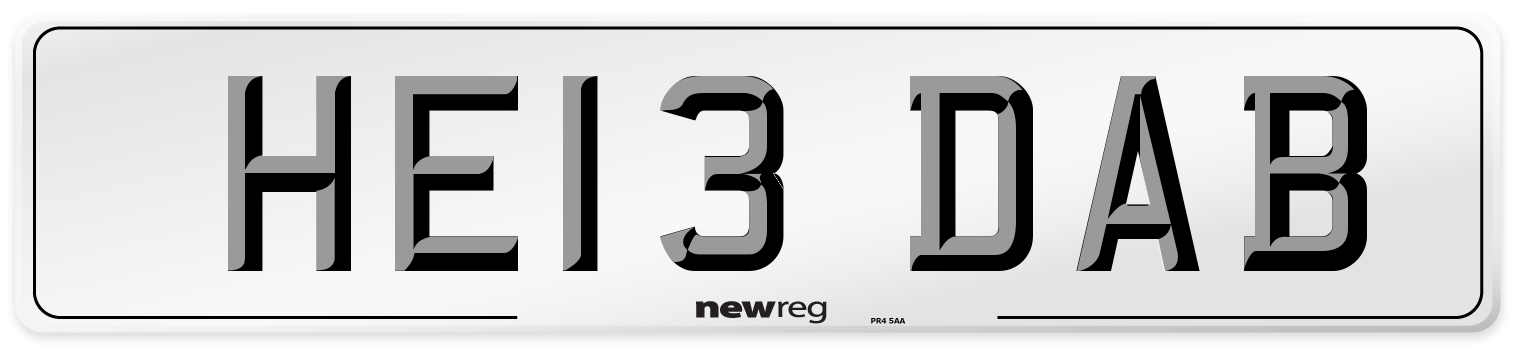 HE13 DAB Number Plate from New Reg